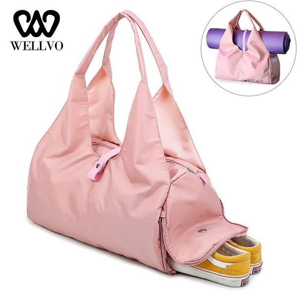 Bolsas al aire libre Moda Yoga Mat Bolsa para zapatos Impermeable Nylon Ligero Mujeres Entrenamiento Fitness Gran capacidad Viajes Hombres XA642WB