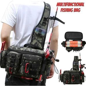 Bolsas al aire libre Bolsa de aparejos de pesca para hombres Bolsa de gran capacidad para pescar con estuche de cebo Mochila militar multifuncional impermeable Nailon