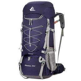 Buitenzakken Gratis Knight 75L Outdoor Backpack 2023 Nieuwe grote capaciteit wandelkampeerwaterbestendige zakken Trekking Rucksack met regenhoes P230508