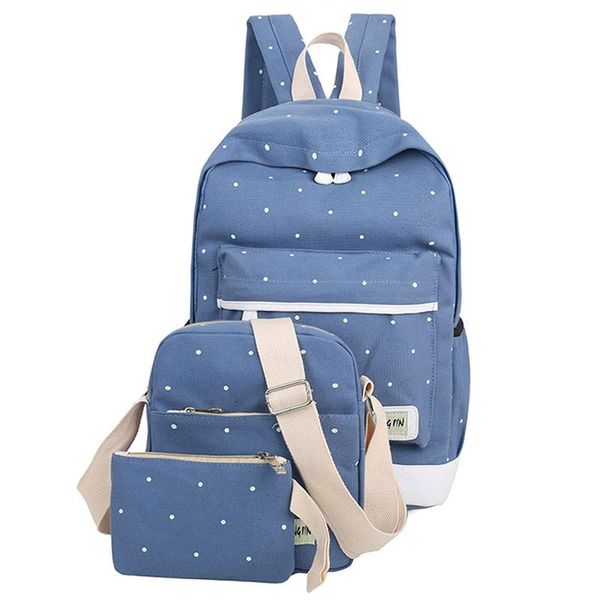 Sacs en plein air frais toile femmes sac à dos grande fille étudiant livre sac avec sac à main ordinateur portable 3 pièces ensemble haute qualité dames école MUG8