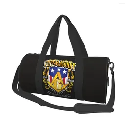 Sacs extérieurs Sac de gym Freemason Logo Masonic Lodge Sports Largecapacité USA Couple de drapeau imperméable Sac à main imprimé mignon Fitness Travel Fitness