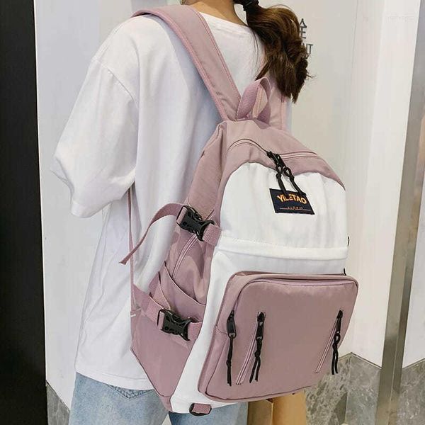 Sacs de plein air Grand étudiant Sac à dos Femmes École pour adolescentes Casual College Bagpack Oxford Solid High Back Pack Femelle 2022