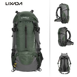 Bolsas al aire libre Lixada 50L Bolsa de escalada impermeable con cubierta de lluvia Mochila de nylon Camping Deporte Viaje Trekking Mochila 230907