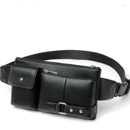 Buitenzakken heren riemtas klassieke solide kleur pu lederen taille vrije tijd reizen Fanny Pack Purse City Sportsatel