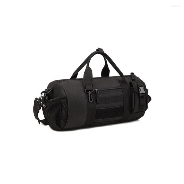 Bolsos al aire libre Hombres Barril Sling Bag Hombro Bolso de múltiples bolsillos Cremallera Plegable Paquete de almacenamiento Deportes Marrón Camuflaje