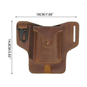 Buitenzakken Men Leather Vintage Pack Taille Bas Belt Telefoon Holster Cel Mobiel voor Case