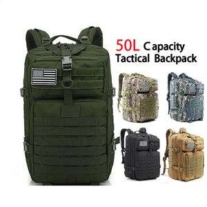 Sacs d'extérieur Sac à dos tactique de grande capacité pour hommes 50L armée militaire 3P Softback sac à dos étanche anti-insectes en plein air randonnée Camping sac de chasse 231115