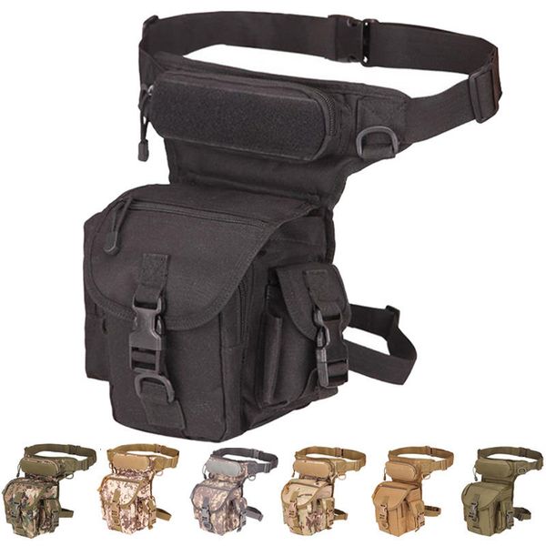 Sacs de plein air Hommes Tactique Militaire Drop Leg Waist Pack Réglable Cuisse Ceinture Randonnée 800D Étanche Nylon Moto Équitation Camping 230203