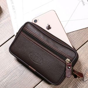 Buitenzakken Men Vintage Pure Color Leather Messenger Bag Coin Telefoon Koppeling Taille Verkoop Wallet Trend Card Pack Pas