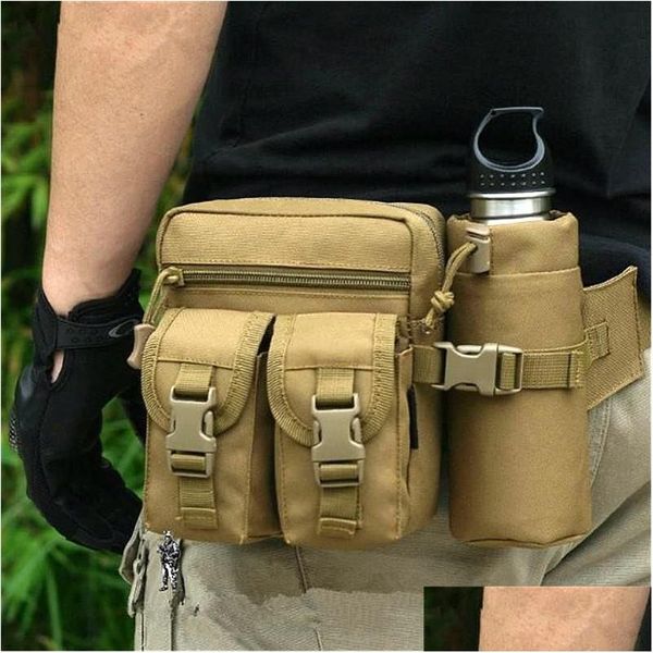 Bolsas al aire libre Cintura militar Fanny Pack Utilidad Táctica Hombres Bolsa Bolsa de pesca Cam Senderismo Escalada Hip Bum Cinturón Botella Drop Entrega Deporte OTB6N 465