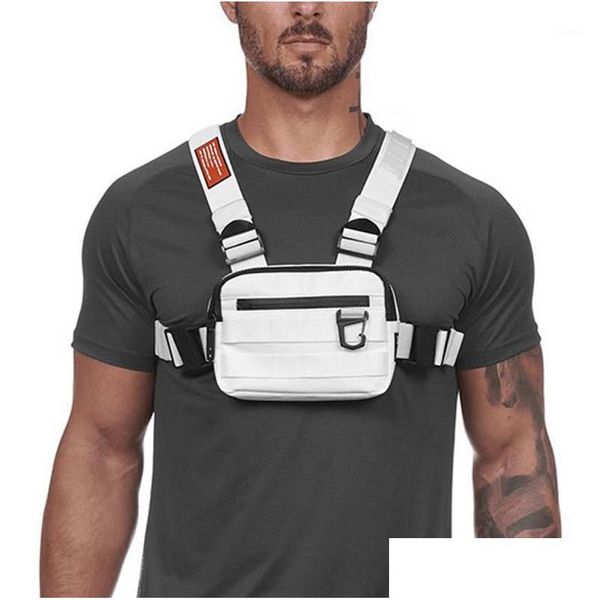 Bolsas al aire libre Mini pecho Hombres Chaleco táctico Seguridad reflectante Ciclismo Senderismo Mochila Mti-Función Viaje Bolsillo Teléfono Paquete de cintura 1 Drop Otxzv