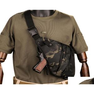 Sacs de plein air Mtifonctionnel Caché Tactique Stockage Pistolet Sac Holster Men039S Gauche Droite Nylon Shoder Antivol Chest Hunt9890874 Drop otzzv