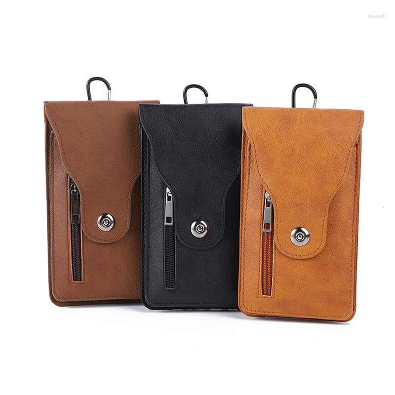 Outdoor-Taschen Multifunktionale Leder Taille Tasche Kapazität Gürtel Multi Layer Schnalle Handy Retro Tasche Brieftasche Fall