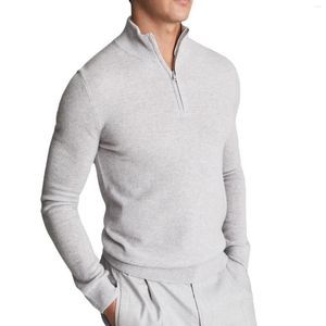 Sacs extérieurs plus taille personnalisé Mongolia Gérat cachemire Mélange tricot épais 1/4 mi-zip Pull pour hommes Homme
