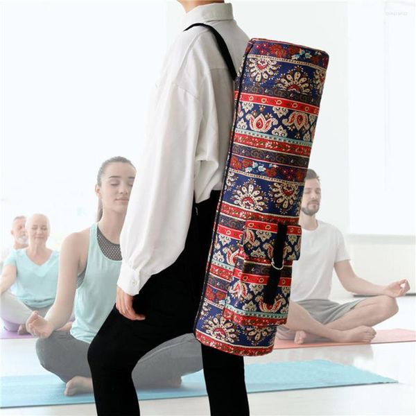Sacs de plein air imprimé tapis de Yoga sac de transport multifonctionnel toile Portable Simple léger avec poches pour l'exercice voyage
