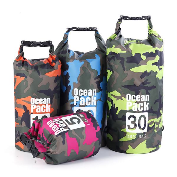 Sacs de plein air PVC Étanche Sac Étanche 2L 5L 10L 20L 30L Camo Plongée Pliable Homme Femmes Plage Natation Rafting Rivière Océan sac à dos 230617