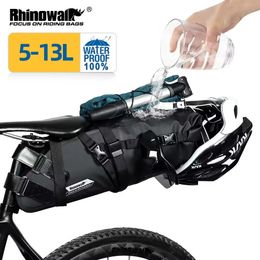 Outdoortassen Rhinowalk Bike waterdicht Fietszadeltas Reflecterend Grote capaciteit Opvouwbaar Achterwiel Fietsen MTB Kofferbak Fietstas Zwart 231011