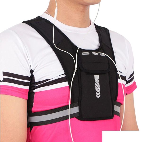 Bolsas al aire libre Mochila mochila reflectante Sport Vest Bolsa de teléfono Mtifuncional Pack Pack Packle ligero para ciclismo Drop deli otexj