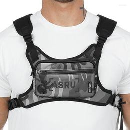 Buitenzakken Running Chest Rig Bag Men Hip Hop Streetwear Taille Tactical Vest Pack mobiele telefoon Holder Multifunction Fitness Sports