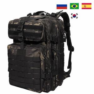 Sacs de plein air SFXEQR Sac à dos militaire 45L Grande capacité Camping Homme Sacs à dos Tactique Chasse Sacs en nylon pour Sport Trekking Pack étanche 230608