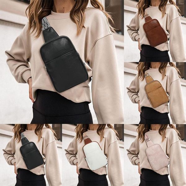 Bolsos al aire libre Bolso bandolera para mujer Riñonera de cuero vegano Gadget Hombres Hombro Estudiantes universitarios Mensajero desgastado