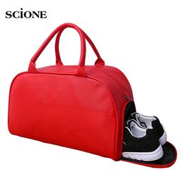 Buitenzakken Zachte lederen vrouwen Men Gym voor fitnesszak Yoga handtassen Training Gymtas Sac de Sport Sportszak Travelschoenen TAS XA670WA