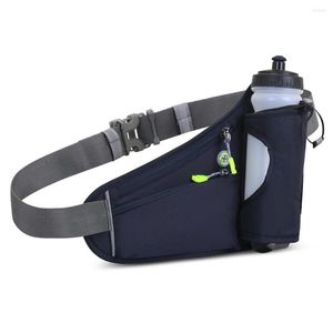 Buitenzakken Sport Hydratatie riemtas draagbare waterdichte unisex reflecterende riem lopende winkelsleutel waterfleshouder donkerblauw