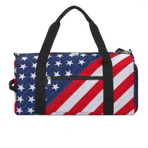 Bolsas al aire libre Flagal de estrella Pirnt Sport Bag USA 4 de julio Día de la independencia Accesorios de gimnasia Bolsos de fitness para hombres Mujeres