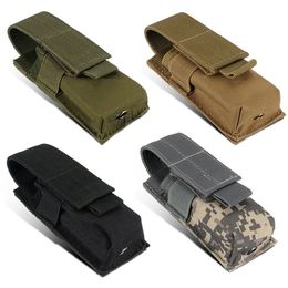 Outdoor Zakken Tactisch Tijdschrift Zakje Militair Single Pistol Mag Bag Molle Zaklamp Zakje Zaklamp Houder Case Outdoor Jachtmes Holster 231011