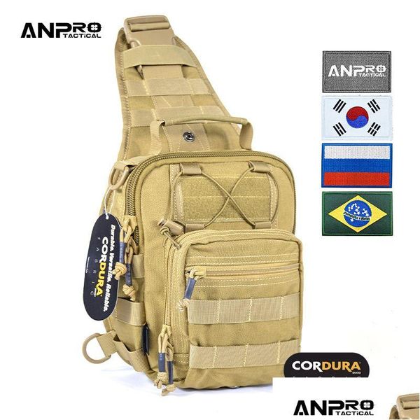 Bolsas al aire libre Bolsa de honda táctica Caza militar Accessori Edc Shoder impermeable para hombres Cordura Tela Durable Cam Pack Drop Entregar Dhab6