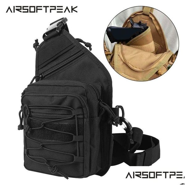 Bolsas al aire libre Tactical Sling Bag Bag Gun Holster Militar Shower Cam Cam Daypack Hunting Chest Pack Mochila 220211 Drop de Dhvfk