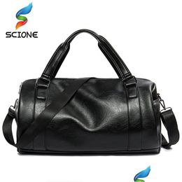 Sacs de plein air Top qualité hommes classique doux Pu sport sacs de sport sac de formation cylindrique Shoder sac à main de voyage en plein air livraison directe Spor DH43B