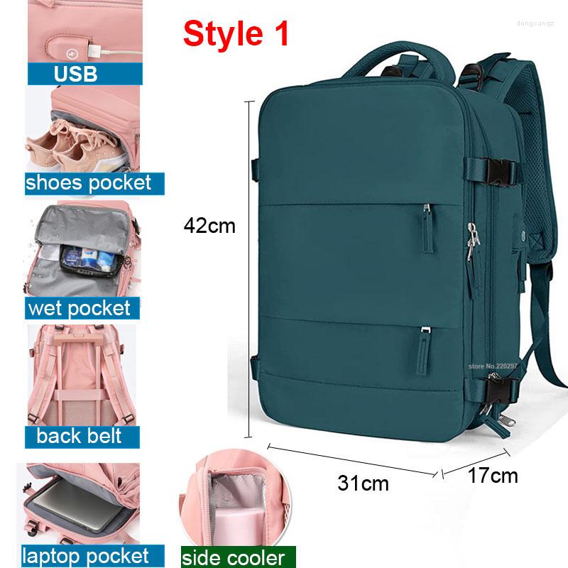 Açık çantalar usb dizüstü bilgisayar çantası kuru ıslak sırt çantası kadın kız sırt çantaları kadın naylon omuz öğrenci uçak seyahat hafta sonu yüzme