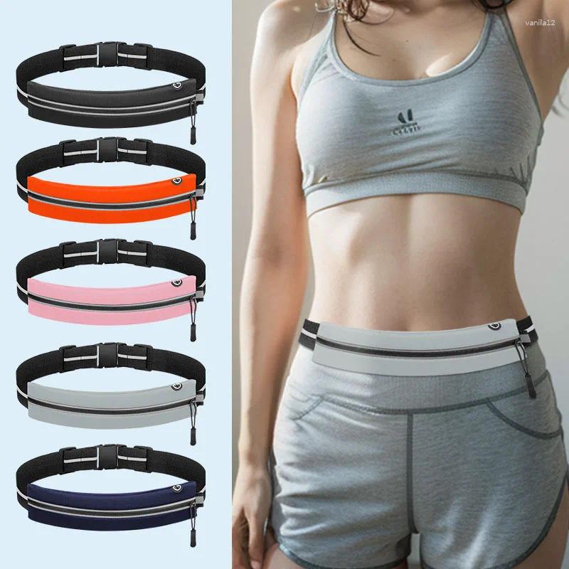 Sacs extérieurs Sac de course à la taille des femmes Fashion Sports Sports Rangement de téléphone portable Jogging Ultralight Reflective Belt Pack Walking Malking