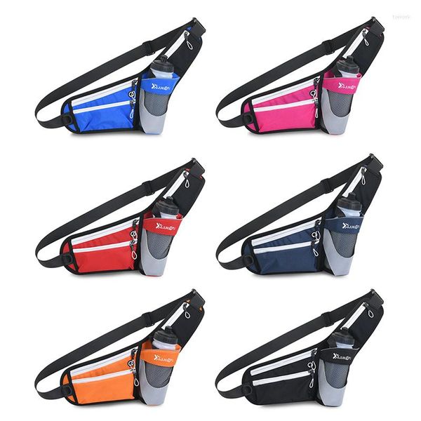 Bolsas al aire libre Bolsa de cintura impermeable Fanny Pack para hombres Mujeres Correr Cinturón Pecho Sling con soporte de botella de agua Deporte Gimnasio Fitness