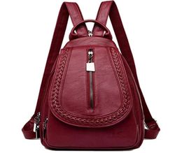 Sacs extérieurs Femmes en cuir sacs à dos zipper Femme Sac à poitrine sac un dos de voyage de voyage pack dames Bagpack Mochilas School for Teenage5799052