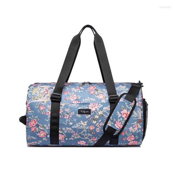 Sacs de plein air Sac de sport de yoga pour femmes imperméable à l'eau portable sport pour femmes rue mode fleur imprimé toile fitness natation sac à dos