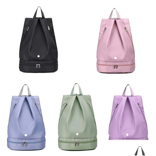 Bolsas al aire libre Mujeres Yogo Mochila Bolsa Nuevo Seco y húmedo Separado con almacenamiento de zapatos Impermeable para Ll Fit Gym A57 Drop Entrega Deportes Out Dhnwm