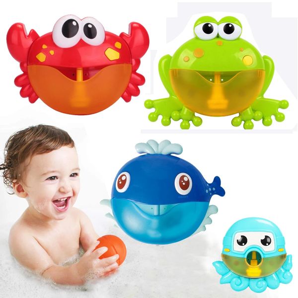 En plein air soufflant bulle grenouille crabes bébé bain jouet fabricant de bulles natation baignoire savon Machine jouet pour enfants avec musique eau jouet 240228