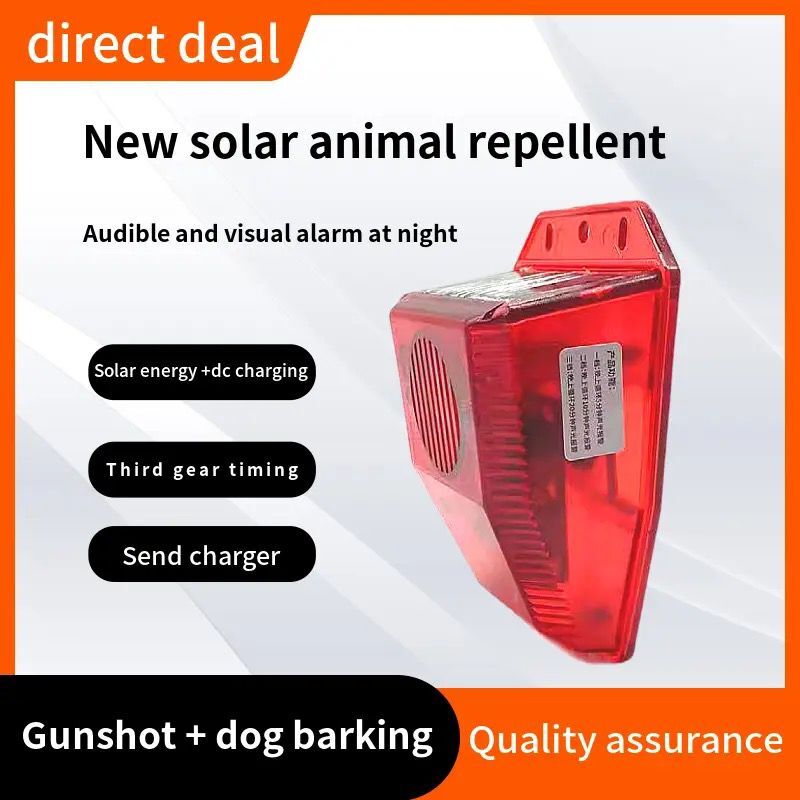Outdoor boar scare device Solar animal repellent light with barking sound Flashing and flashing warning light at night