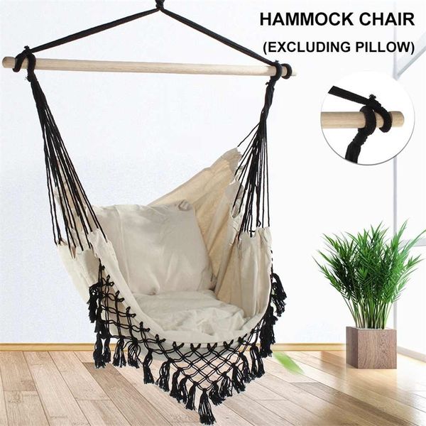 Chaise de hamac suspendue de jardin à la maison de style bohème en plein air dortoir intérieur par balançoire chaise suspendue avec support en bois 220606