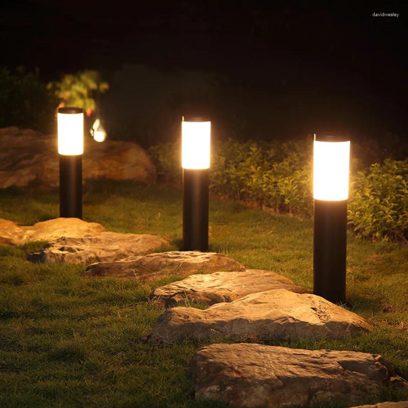 Outdoor Bolder E27 RVS Gazon Lamp Waterdichte Villa Tuin Hek Post Landschap Pathway Pole Binnenplaats Pijler Licht