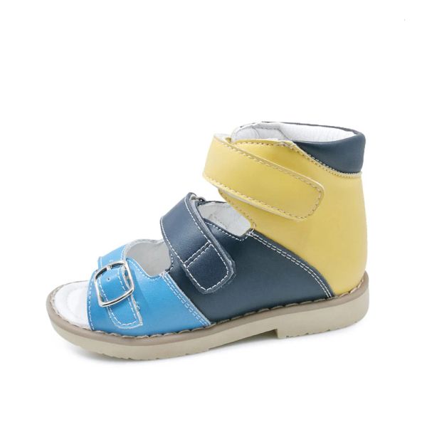 Sandales d'extérieur en cuir pour garçons, chaussures d'école orthopédiques pour enfants, bébés tout-petits, chaussures de marche d'été à pieds plats, à la mode