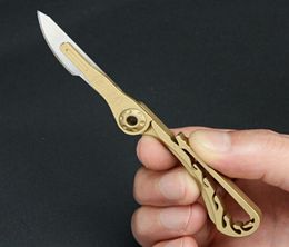 Couteau de poche portable en laiton ext￩rieur Couteau Camping Couteau pliant Mini Cutter EDC Tool Rempla￧able Blade4416663