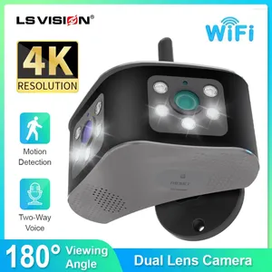 Caméra extérieure 4K 8MP 6MP 180 ° Ultra grand Angle de vue panoramique Wifi Surveillance double objectif IP Webcam AI détection humaine