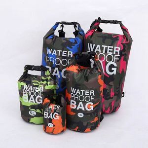 Bolsa de almacenamiento en seco Al aire libre Gran capacidad 2L-30L Camuflaje Flotante Impermeable Compresión superior Drys Gear Mochila Fácil de llevar Bolsas de playa unisex