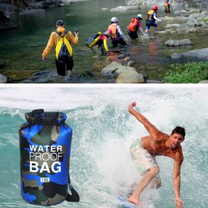 Camouflage extérieur étanche sac sec Portable Rafting plongée sac sec sac PVC natation sacs pour rivière Trekking 2/5/10/15/20/30L
