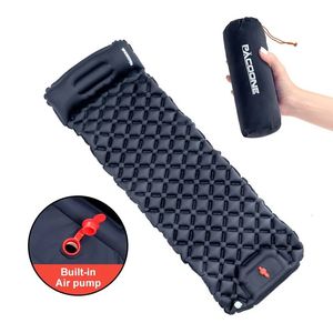 Outdoor Camping Inflatable Mattress Sleeping Pad With Pillows Ultralight Air Mat Built In Inflator Pump Hiking 231013