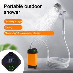 Outdoor Camping Shower IPX7 Waterdicht met digitaal display draagbare elektrische pomp voor wandelreizen Beach Pet Watering 240412