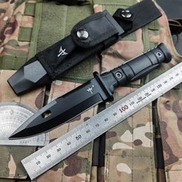 Cuchillo de supervivencia para campamento al aire libre tácticas de supervivencia desierto de autodefensa con cuchillo recto explosivo largo suizo de alta dureza cuchillo militar